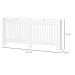 Slatted Radiator Cover Painted Cabinet MDF Lined Grill In White (172L X 19W X 81H Cm)