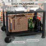 3-Shelf Outdoor Grill Cart Table With Foldable Side Table, Stainless Steel Pizza Oven Stand On Wheels, Black