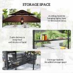 8' X 5' BBQ Grill Gazebo, 2-Tier Outdoor BBQ Gazebo With 2 Side Shelves, Storage Baskets, Ceiling Hook, Dark Brown