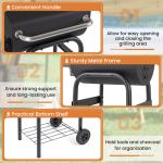 Barrel Charcoal Grill With Foldable Side Table And Thermostat