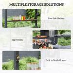 8' x 5' Outdoor Grill Gazebo, Barbecue Gazebo Shelter with LED Light, 2 Side Shelves, Hooks, Bottle Opener, Khaki
