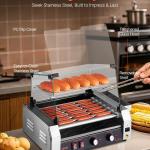 Electric 18 Hot Dog 7 Roller Commercial Grill Cooker Machine Cover 1050W