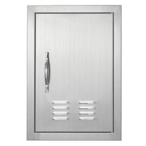 Grill-Zugangstür, 356 X 508 Mm, Einzelne Außenküchentür, Flächenbündig Montierte Edelstahltür, Vertikale Wandtür Mit Griff Und Lüftungsschlitzen, Für Grillinsel, Grillstation, Außenschrank