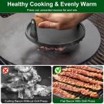 2Pcs Cast Iron Grill-1Pc Rectangular & 1Pc Round Press Pre-Seasoned Steak Weights Smash Burger Press Bacon Meat Smasher With Wood Handle 7in Round & 8.2x4.25in Rectangular Grill Press