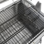 BBQ grill with rotisserie made of iron and stainless steel