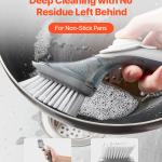 Soap Dispensing Dish Brush, Kitchen Scrub Brushes With 3 Brush Heads, Dish Cleaning Brushes With PP Handle And Curved Bristles, Ideal For Pots, Pans, Sink And Stove