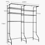Over Washer And Dryer Storage Shelves, 6 Tiers Laundry Room Drying Rack With Hanger Rod And Hooks, Two Rows Adjustable Washer Shelves Space Saver, For Laundry Room Storage & Organization, Black