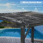 6.5x12FT Hardtop Grill Gazebo, Outdoor BBQ Gazebo With 2 Side Shelves And Sloping Galvanized Steel Roof, Metal Permanent Grill Canopy With Ceiling Hooks For Patio, Lawn, Backyard, Deck, Gray
