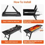 Foldable Charcoal BBQ Grill With Shelf Stainless Steel Grill Net Easy Setup Portable Tabletop Barbecue Grill For Camping Picnic Outdoor Party Backyard