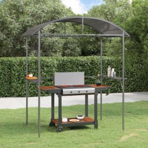 Grill Pavilion with Side Shelves Anthracite 220x115x230 cm Steel