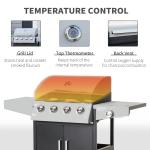 52" Barbecue Grill With Wheels 4+1 Burner Liquid Propane Gas Grill Outdoor Cabinet Style BBQ Trolley W/ Side Burner, Warming Rack, Storage Cabinet