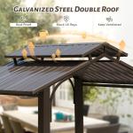 8x5FT Hardtop Grill Gazebo, Outdoor BBQ Gazebo W Galvanized Steel Double Roof, Permanent Sun Shade Grill Canopy Shelter With 2 Side Shelves And Ceiling Hook For Patio Deck Yard Garden  Brown