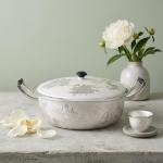 925 Sterling Silver Elegant Silver Serving Casserole Pot with Intricate Floral Engravings and Matching Lid - Handicraft
