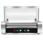 Stainless Steel Hot Dog Maker - 7 Rows, Toughened Glass Hood & 17.7"x9.8" Grill Surface