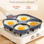 Egg Pan, 4-Cup Nonstick Egg Frying Pan, Aluminum Breakfast Omelette Skillet For Pancakes, Hamburgers, Sandwiches, With Lid, Oil Brush, Scraper, Compatible With Gas Stove & Induction Cookware