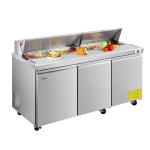 72"W Commercial Refrigerator, 18.7 Cu. Ft Sandwich Prep Refrigerated Table, Mega Top Food Prep Fridge With 18 Pans And Cutting Board, Stainless Steel Salad Prep Cooler For Restaurant, Food Truck