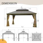 12  X 16  Hardtop Gazebo Outdoor Aluminum Gazebos Grill With Galvanized Steel Double Canopy For Patios Deck Backyard,Curtains&Netting