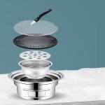 Stainless Steel Charcoal Barbecue Grill Korean Non-stick Barbecue Grills Portable Outdoor BBQ Grill Round Carbon Barbecue Stove