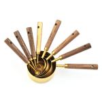 Acacia Wooden Handle Stainless Steel Measuring Cup Spoon Eight Piece Set Kitchen Baking Tools