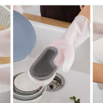 White Transparent Solid Color Tenacity Thin Magic Silicone Gloves Household Water-proof Washing Dishes Brush Bowl Brush Artifact