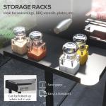 BBQ Rotisserie Grill Charcoal, Split Roaster for Chicken Turkey, 3-Level Grill Grate, Storage Shelves, Stainless Steel
