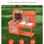 Mud Kitchen For Kids, Wooden Toy Play Kitchen Set, Outdoor Toddler Grocery Store Playset For Boys & Girls, Pretend Play Kitchen With Stoves, Sink, Faucet, Blackboard, Cookware Pots, Accessories