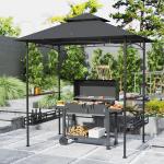 150 X 240cm BBQ Grill Gazebo, With Shelves - Grey