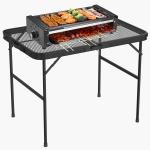 1Pc Foldable Camping Table Collapsible Picnic Aluminum Alloy Grill Stand 88LBS Max Load Height Adjustable BBQ Table