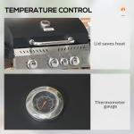 Four-Burner Steel Gas Grill, With Thermometer - Black