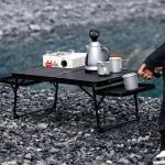 Portable Camping Table Folding Storage Outdoor Desk Mesh Top Height Extendable