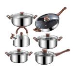 NEW 12pcs Stainless Steel Cookware Saucepan, Casserole & Fry Pan Set With Glass Lid