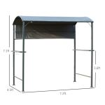7FT Grill Gazebo BBQ Canopy with Sun Shade Panel Side Awning, 2 Exterior Serving Shelves, 5 Hooks for Patio Lawn Backyard