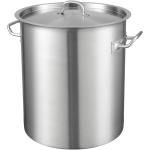Stainless Steel Stockpot, 42 Quart Large Cooking Pots, Multipurpose Cookware Sauce Pot With Lid & Handle, Heavy Duty Commercial Grade Stock Pot, Sanding Treatment, For Large Groups Events Silver