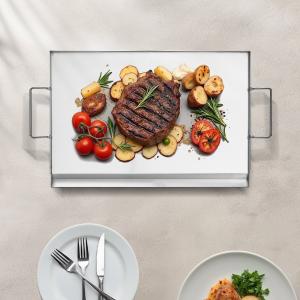 23x16 In Flat Top Griddle Stainless Steel Universal BBQ Grill Pan Cookware