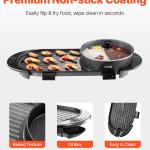 Hot Pot With Grill 2200W 2-in-1 Electric Smokeless Grill Hot Pot For 1-6 People