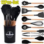 New 12Pcs Kitchen Utensils Set Silicone Cooking Nonstick Spatula Turner Spoon Tools UK