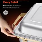 8 Qt 4 Pack Rectangle Chafing Dish Buffet Set Full-Size & Half-Size Pans Gold