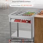 6 X 1/3 Pans Commercial Food Warmer Electric Steam Table With Undershelf