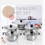 5PCS Induction Non Stick Stainless Steel Healthy Cookware Cooking Pot Stockpot