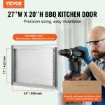 Grill-Zugangstür, 685 X 508 Mm, Einzelne Außenküchentür, Flächenbündig Montierte Edelstahltür, Vertikale Wandtür Mit Griff, Für Grillinsel, Grillstation, Außenschrank