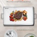 Stainless Steel Griddle, 36x22 Inch Universal Flat Top Rectangular Plate, Gas Grill Griddle For BBQ Grill, Teppanyaki, Portable Family Cookware With Handle, For Camping Tailgating Party