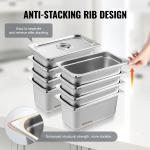 8 Pack Hotel Pans, 1/3 Size Anti-Jam Steam Pan With Lid, 0.8mm Thick Stainless Steel Steam Table Pan, 6-Inch Deep Commercial Table Pan, Catering Storage Food Pan, For Industrial & Scientific
