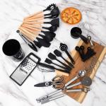 44-Piece Wooden-Handle Silicone Kitchenware Set For High-Temperature And Non-Stick Pans