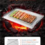 Stainless Steel Griddle, 23x16 Inch Universal Flat Top Rectangular Plate, Gas Grill Griddle For BBQ Grill, Teppanyaki, Portable Family Cookware With Handle, For Camping Tailgating Party