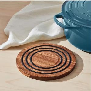 Magnetic Wooden Insulation Acacia Mangium Kitchen Round Casserole Mat