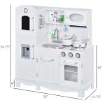 Kids Kitchen Playset with Telephone, Wooden Kitchenette for kids with Cookware, Storage Cabinet, Water Dispenser, Blackboard, Toddler Pretend Play Kitchen with Cooking Accessories for Aged 3+