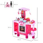 38 Pcs Kids Children Kitchen Play Set W/ Realistic Sounds Lights Food Utensils Pots Pans Appliances Toy Game Pink