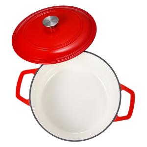 Enameled Cast Iron Dutch Oven Heavy-Duty Cookware With Lid Handles 6 Qt Red