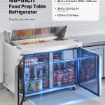 48"W Commercial Refrigerator, 12.5 Cu. Ft Sandwich Prep Refrigerated Table, Mega Top Food Prep Fridge With 12 Pans And Cutting Board, Stainless Steel Salad Prep Cooler For Restaurant, Food Truck