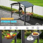 8x5FT  Arc Roof, Grill Canopy For Outdoor Grill W Double Galvanized Steel Roof And 2 Side Shelves, BBQ Gazebo Grill Tent For Patio Garden Backyard, Grey